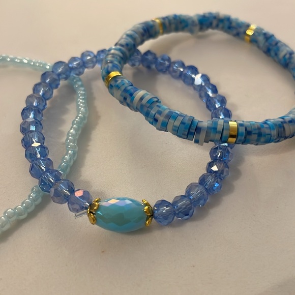 Blue And Gold Trio Set Bracelets - Picture 4 of 9